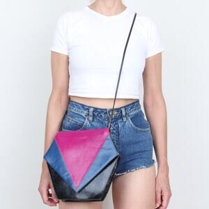 Vintage 1980s Color Block Leather Purse